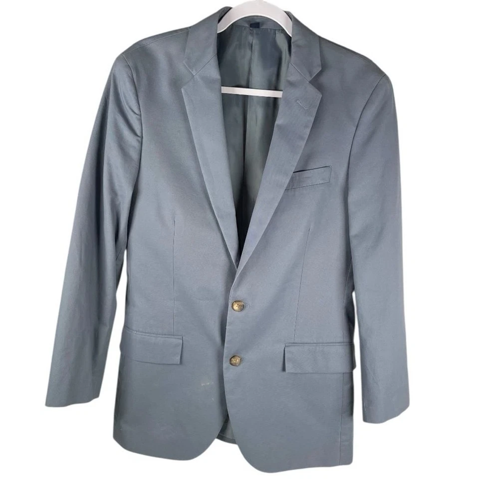 J. Conjunto de duas peças de blazer Crew Thompson cinza slim fit conjunto masculino tamanho 38R 32W - Imagem 2 de 4