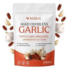 1/2/3PCS Resilia Garlic Extract 600mg Softgels - 60 Count - Odorless Aged Garlic