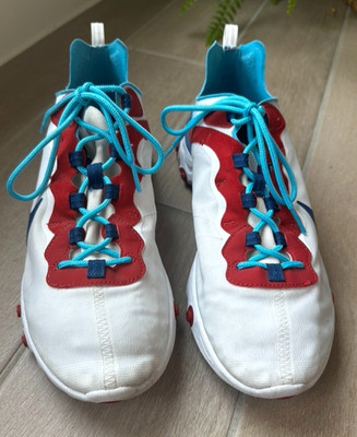 Nike React Element 55 Men's Size 11 White Blue Red Running Athletic Shoes 