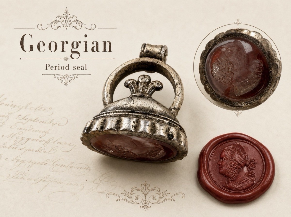 GEORGIANO Cameo Lord Byron Antic Seal in Gold Lacca 1790-1825