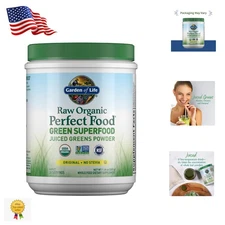Raw Organic Superfood Greens Powder, Detox & Energize - Stevia-Free, 30 Servings