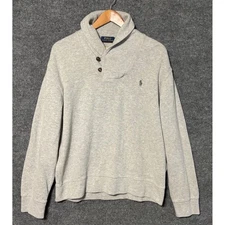 Polo Ralph Lauren Men's Grey Shawl Collar Sweatshirt Pullover Sweater XL