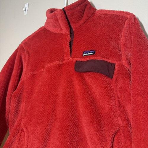 Vintage Patagonia Jacket Womens Medium Snap T Fleece Pullover Red Sport Sweater - Picture 2 of 5