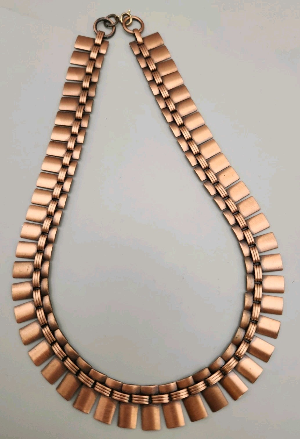 Vintage Solid Copper Flat Rectangles Link Necklace - image 1