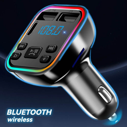 Adaptateur émetteur FM sans fil Bluetooth 5.0 voiture 2 accessoires chargeur USB PD - Photo 1 sur 12