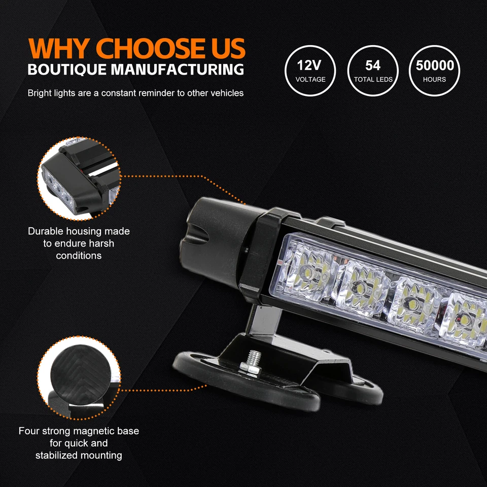 Barra de luces estroboscópicas de emergencia de advertencia de techo 54 LED para Mazda 3 6 Mazdaspeed 3 6 Foto 4 de 4