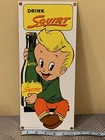 Ande Rooney Porcelain Advertising Sign,  Drink Squirt 14" X 6", Vintage 1986