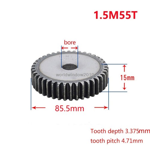 45# Ingranaggio a Spurone Acciaio 1.5M12T-60T Metal Mod 1.5 Pignone Ingranaggio 12-60 Denti Moter Gear - Foto 56 di 61