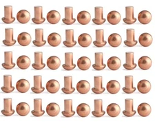 50 Pcs Copper Solid Rivets 1/4 D 5/16 L Shank Copper round Head Fasteners, M6X8