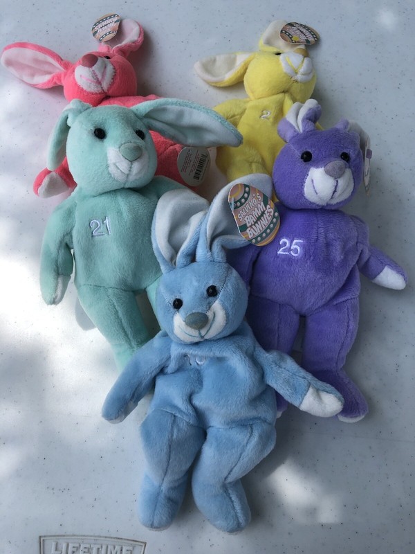 Salvinos Bamm Bunnies Beanos Beanie Babies Baseball lot 5 Plush MLB Sosa, Jeter