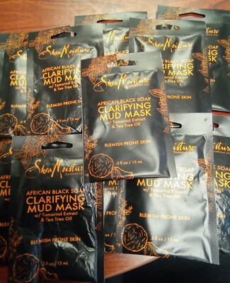 11pk Shea Moisture African Black Soap Clarifying Mud Mask Tea Tree Oil 0.5 Oz