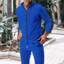 Men Waffle Tracksuit Outfit 2-Piece Set Long Sleeve Shirt and Pants Set