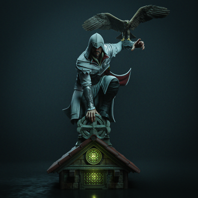 Ezio Auditore 3D Printed Figure, Assassin's Creed Resin Statue