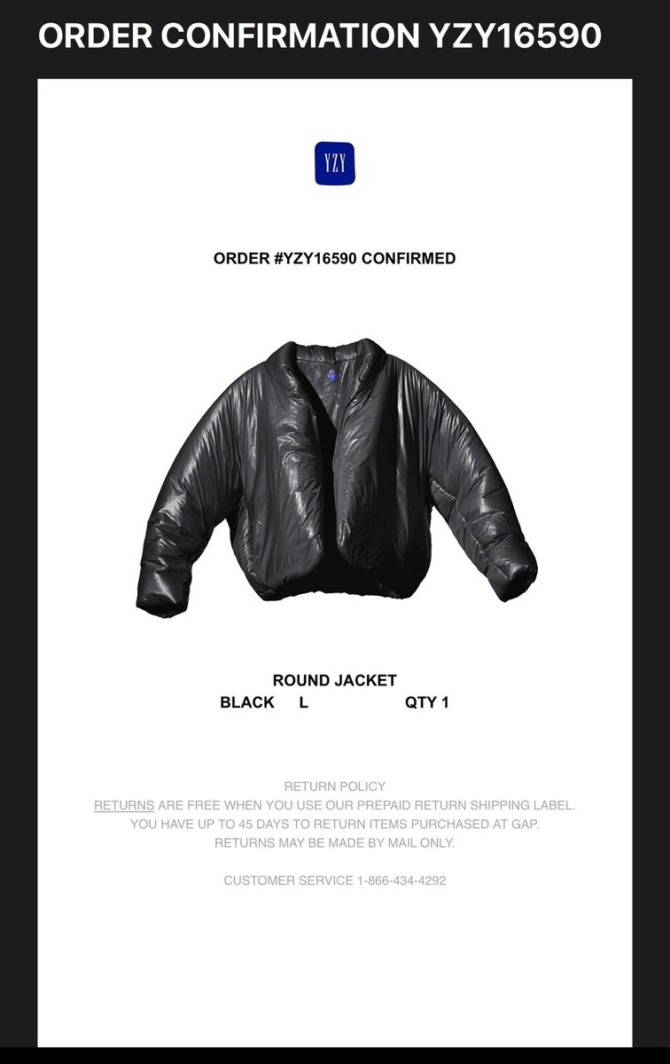 Yeezy x Gap Round Black Jacket Version 1 - Size Large- YZY Yeezy x Gap Round Black Jacket Version 1 - Size Large- YZY