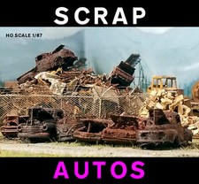 SCRAP-AUTOS Detailed Rusty CARS wrecked recycled SIX 6 HO scale USA-made of PLA