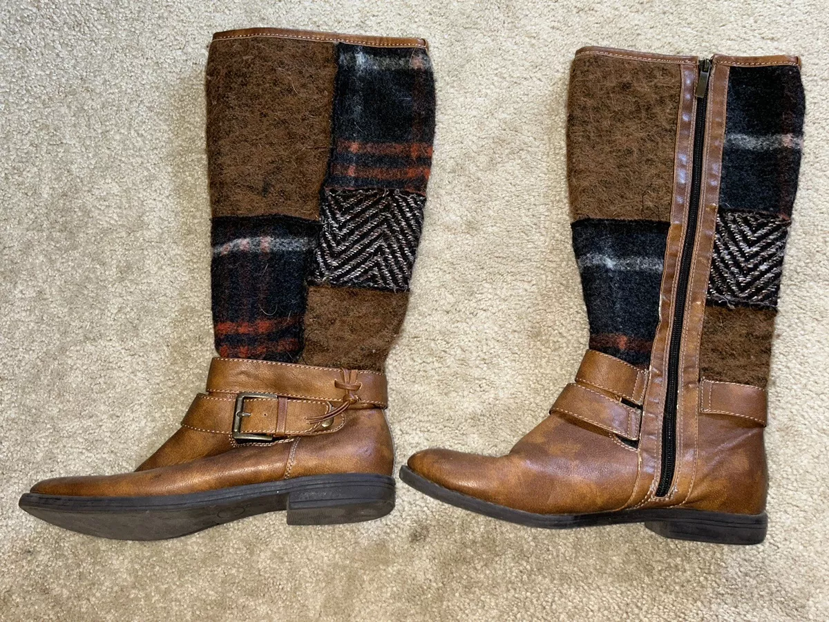 Patchwork boots cheap womens