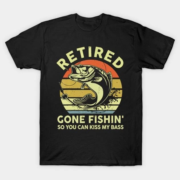Mens Retired Gone Fishing Grandpa Retirement Funny Bass Dad Made in Australia T-