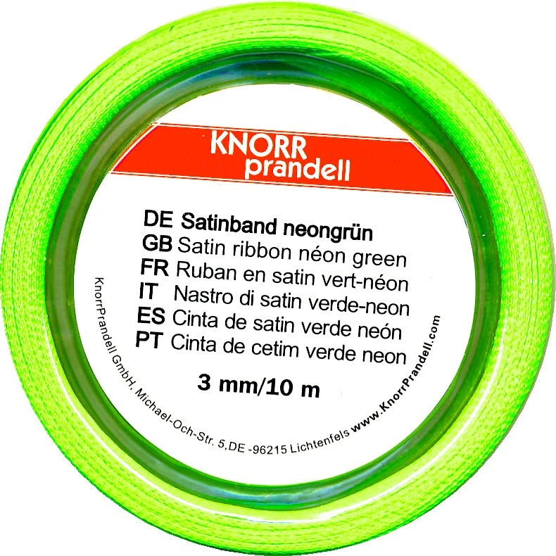 KNORRPRANDELL Satinband 3 mm breit - 10 m neongrün