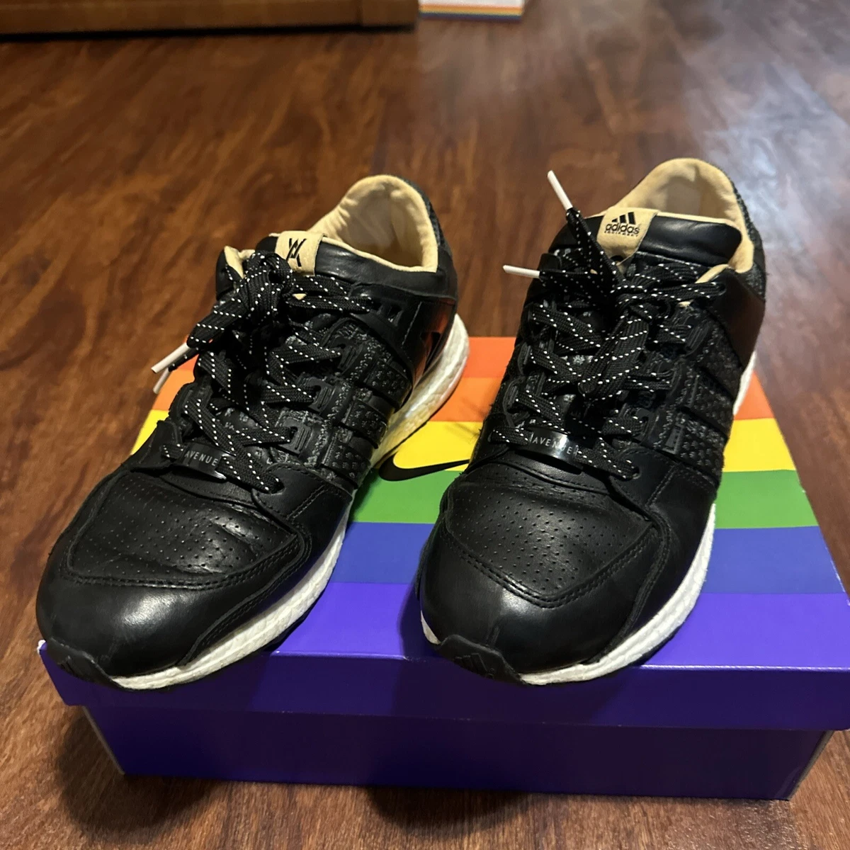 Adidas Consortium Equipment Support 93/16 x Avenue Black Leather Sneakers‎ 9.5 adidas Consortium x Avenue EQT Support 93/16 The EQT hype  main image 3