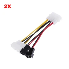 4Pin Molex to 3Pin fan Power Cable Adapter Connector - 2pcs
