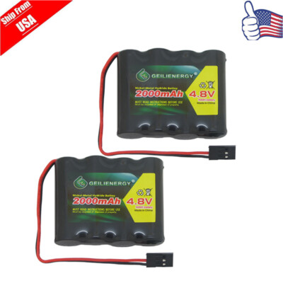 2x 4.8V 2000mAh Receiver RX NiMH Batteries Pack for Futaba Hitec JR Geilienergy 