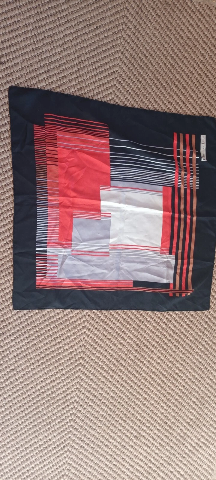 Foulard vintage Christian Dior bandes et carrés châle