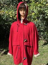 Vintage Women s Herman Kay Red Wool Overcoat Wood Toggle Buttons Medium Size 10