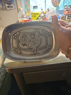 VTG. WILTON ARMETALE PEWTER BREAD TRAY ''GIVE US THIS DAY OUR DAILY BREAD''