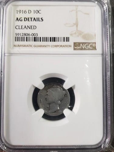 1916-D 10c Mercury Dime NGC Genuine AG Detail!!! SUPER KEY DATE!!!