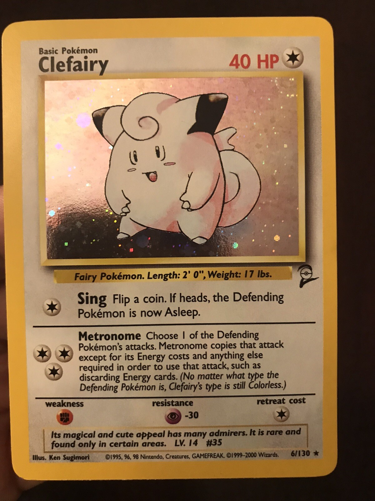 Pokémon TCG Clefairy Base Set 2 6/130 Holo Unlimited Holo Rare Swirl