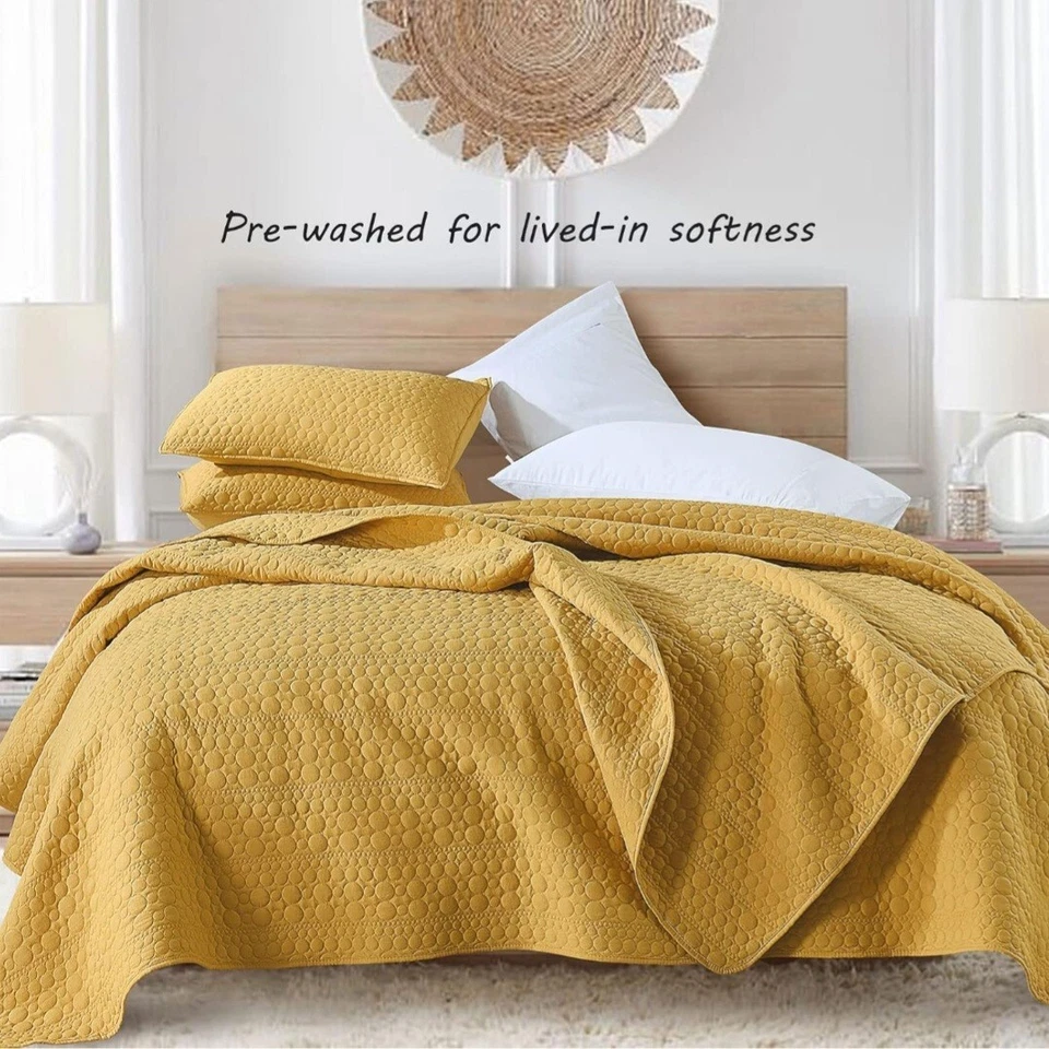 Juego de Edredón HORIMOTE HOME King Size Amarillo, Clásico Geométrico King, Amarillo Foto 3 de 4