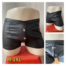 Boxer Matte Faux Leather Men Underwear Shorts Briefs Clubwear Sexy Wet Look PU