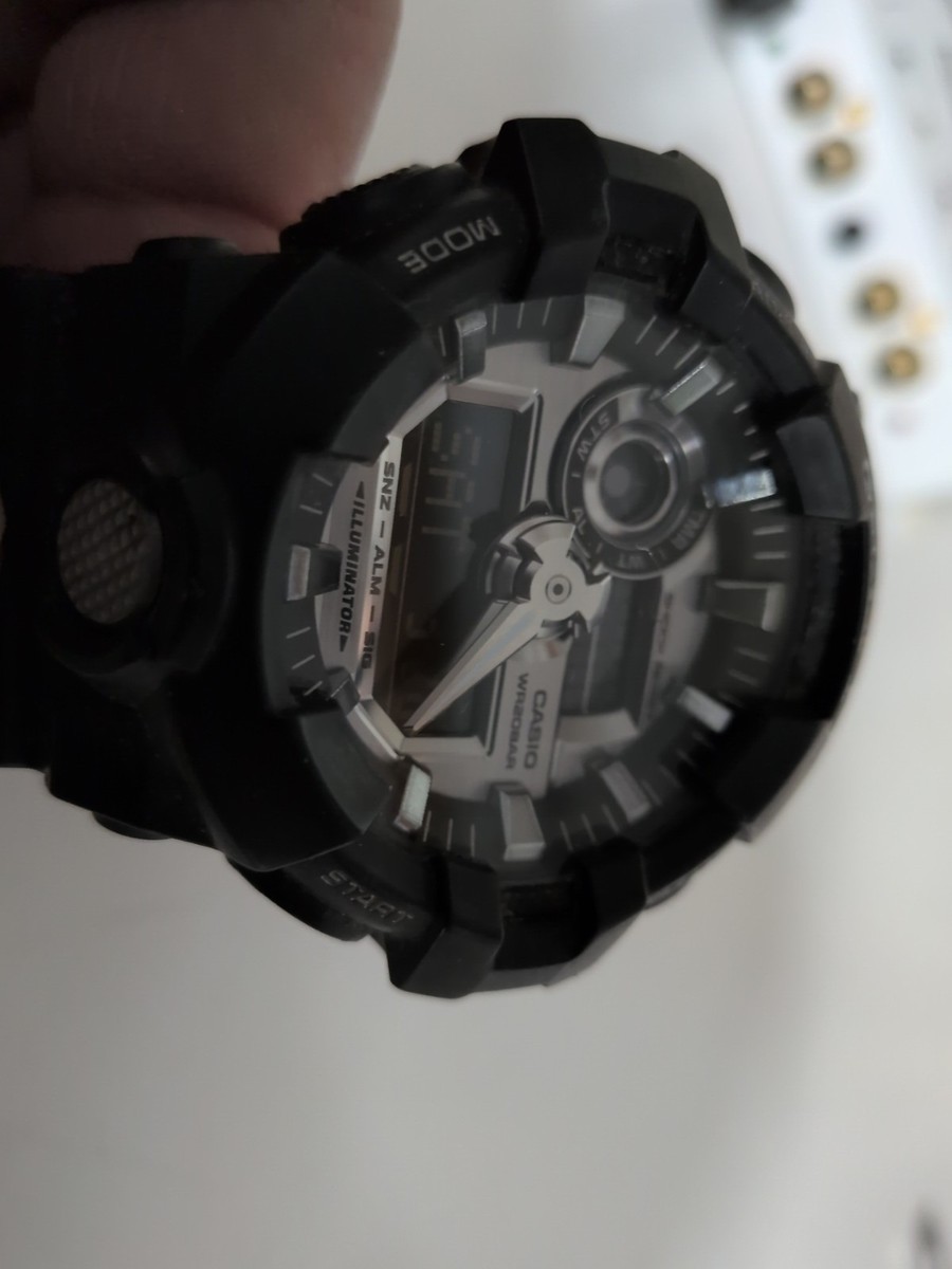 Casio G-Shock GA-710 Black Silver Analog Digital Mens Watch 5522