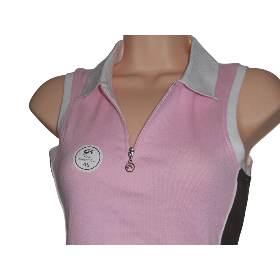 GK Elite Ropa Deportiva Rosa, Blanco y Marrón Corte Atlético Tejido Top Cremallera Frontal Talla S Foto 4 de 4
