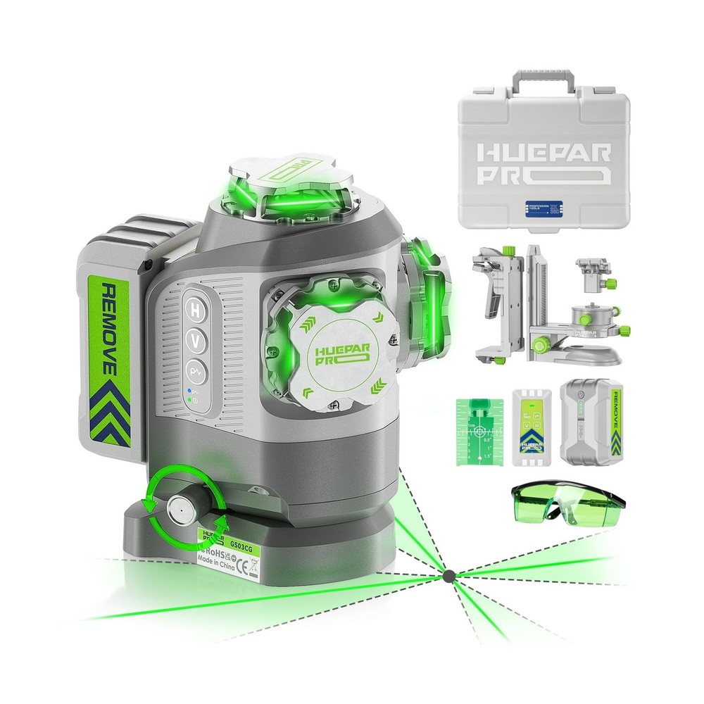 Huepar Pro 360 Self Leveling Green Laser Level with Remote Control Huepar Pro 360 Self Leveling Green Laser Level with Remote Control