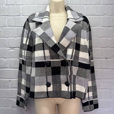Halston Damenjacke Größe Large schwarz-weiß Muster neu mit Etikett