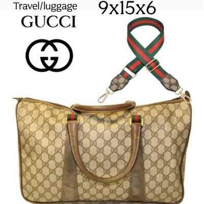  GUCCI GG XL Canvas Web Sherry Line Boston Travel Bag Italy Vintage