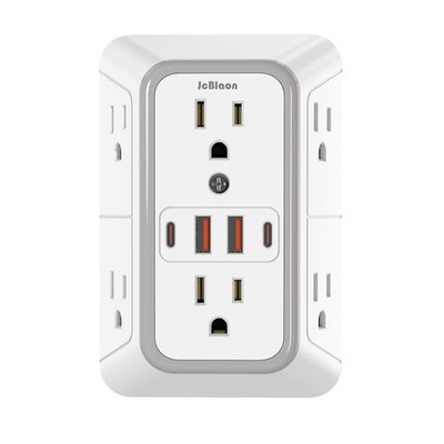 JcBlaon Outlet Extender Surge Protector 6 Outlet Splitter with 4 USB Ports (2