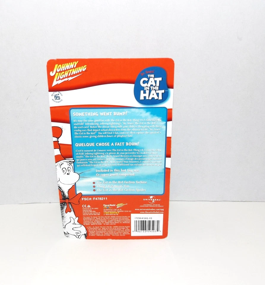 2003 Johnny Lightning Dr. Suess The Cat In The Hat 3 Pack 1:64 Die Cast Cars NIB - Image 2 of 4