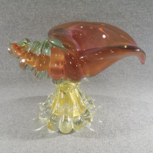 AVEM Murano Art Glass Seashell Conch Sculpture Vtg Italian Aventurine