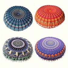 4 PCS/SETS Round Colorful Meditation Cushion Cover Mandala Floor Pillow