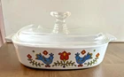 VTG CorningWare Country Festival Casserole Dish A-8-B w/ Pyrex Lid A-9-C