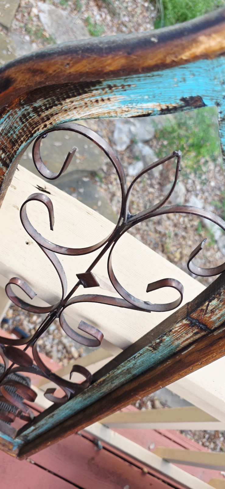 SET OF 2 Distressed Turquoise Window Wood Iron 36" x 11.75" Panels Wall Hangings