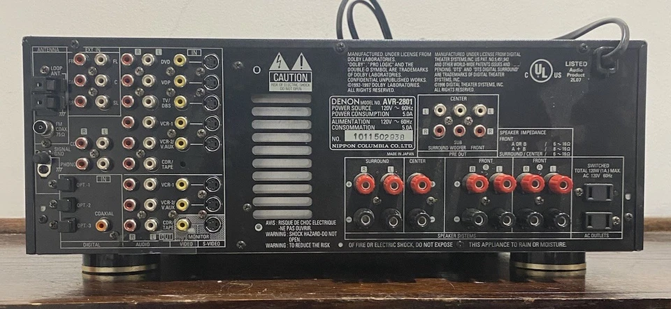 Denon AVR-2801 Receiver HiFi Stereo 5.1 Channel Home Theater Phono Multi Zone - Image 2 of 2