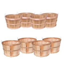 Lehman's USA Made Half and Full Bushel Baskets, Poplar Wood with Handles, 4 Pack