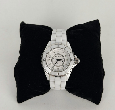 Chanel Watch J12 H1628 White Ceramic Quartz Diamond Hour Markers