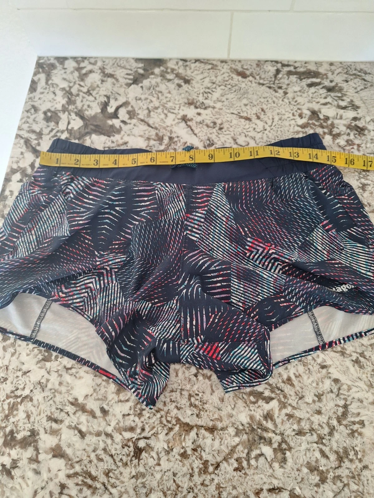 Patagonia Nine Trails Shorts Women S Nlue Geometric Running 4" Lightweight Gym