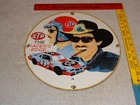 VINTAGE 1978 "STP MOTOR OIL RICHARD PETTY" 11 3/4" PORCELAIN METAL GASOLINE SIGN