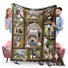 Blanket, Fleece Throw Blanket for Couch Bed, Soft Cozy 50 x 60in Pit Bull Dog