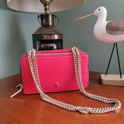 Kate Spade Izzy Red Italian Leather Chain Crossbody Bag